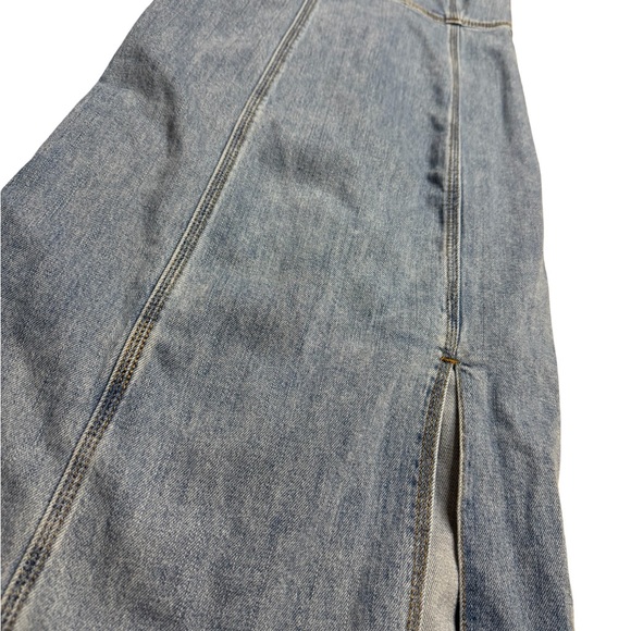 ✨👗 Steve Madden Giselle Denim Midi Dress Sz 2 Y2K Slit Spaghetti Strap 👗✨ - Picture 4 of 5